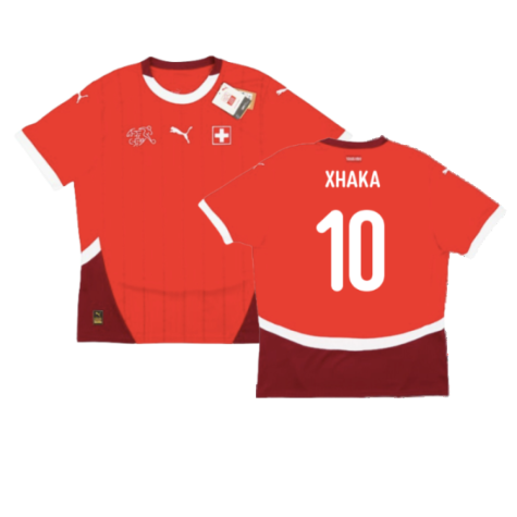 Switzerland Granit Xhaka 10 Home Soccer Jersey Euro 2024