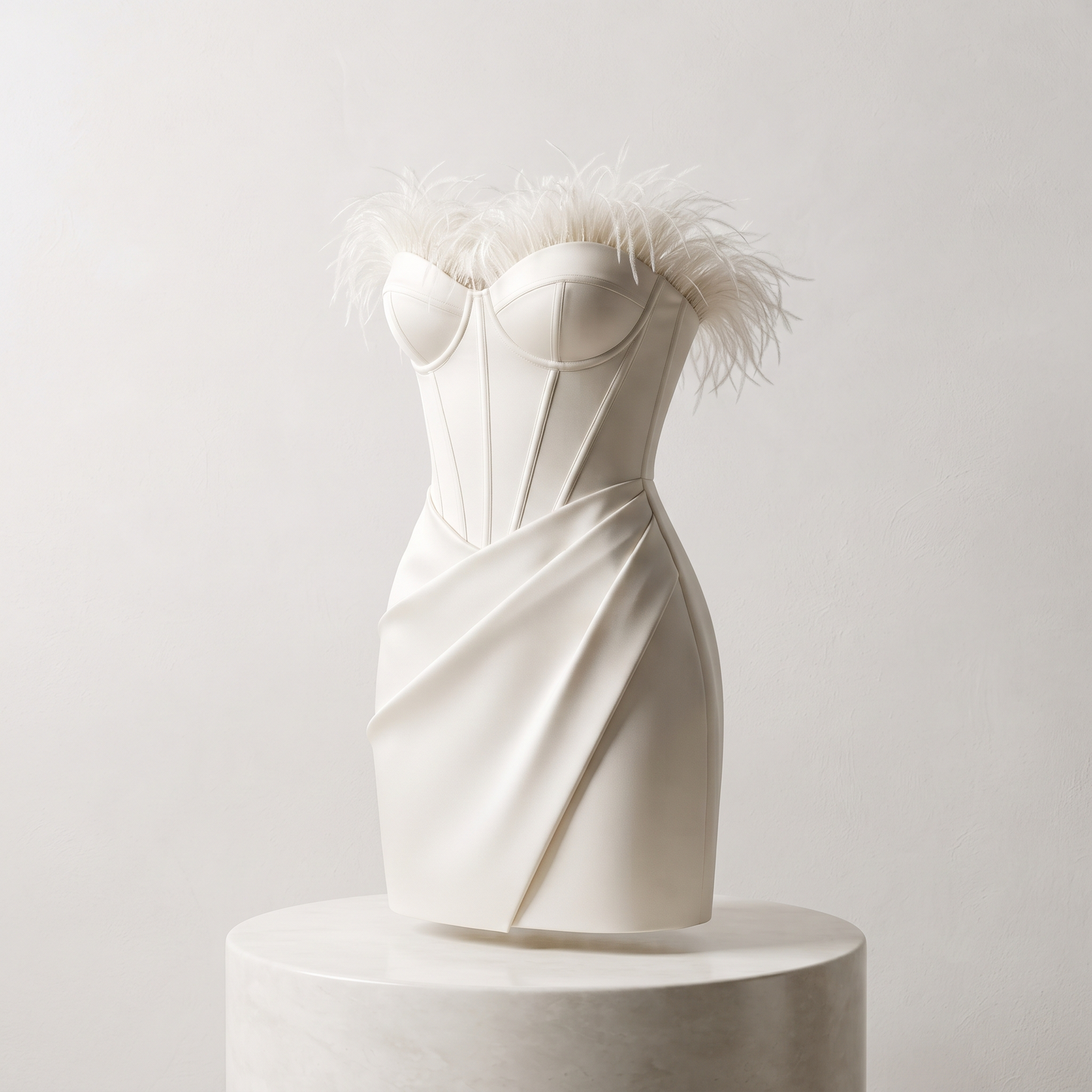 The 'Céleste' Sculptural Feather-Trimmed Corset Dress