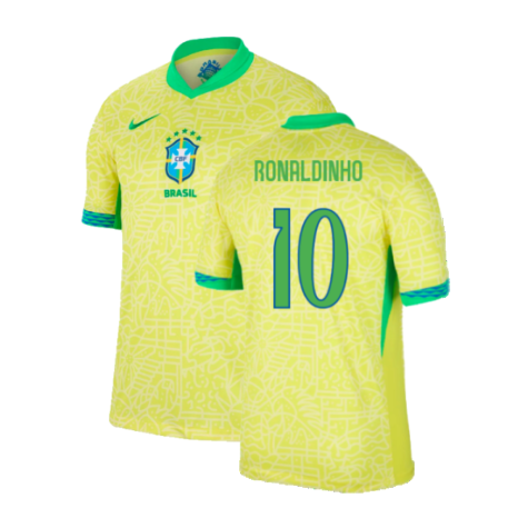 Brazil Ronaldinho 10 Home Soccer Jersey 2024/25
