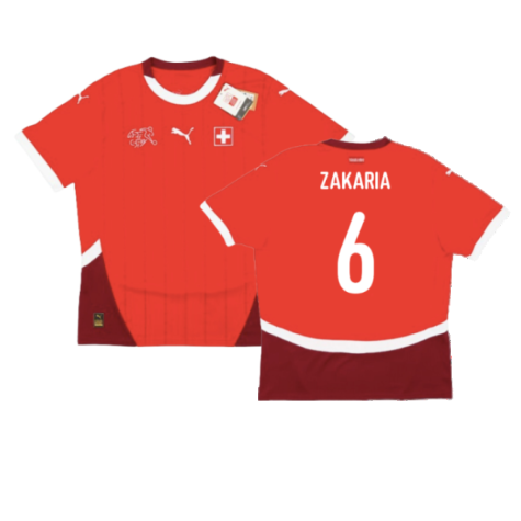 Switzerland Denis Zakaria 6 Home Soccer Jersey Euro 2024