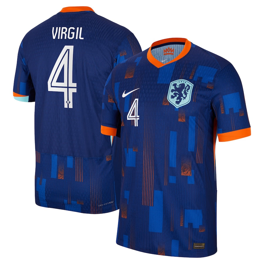 Netherlands Virgil van Dijk 4 Away Soccer Jersey Euro 2024