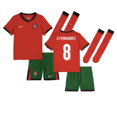 Portugal Bruno Fernandes 8 Kids Home Soccer Jersey Euro 2024