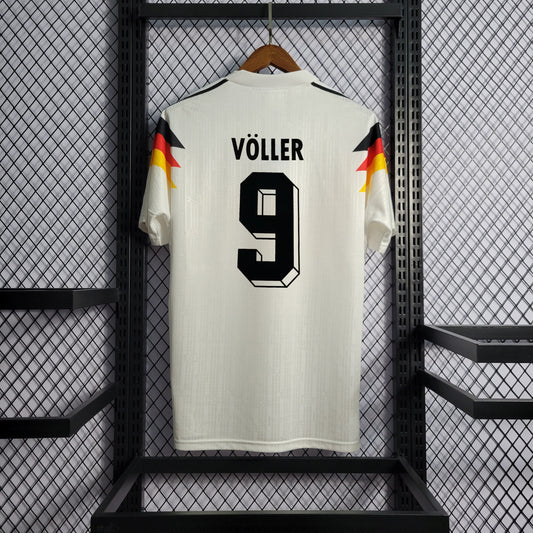 Germany Rudi Völler 9 Home Retro Soccer Jersey World Cup 1990