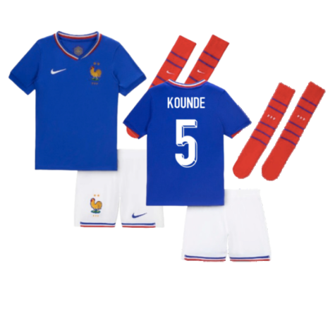 France Jules Koundé 5 Kids Home Soccer Jersey Euro 2024