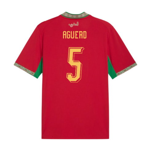 Morocco Nayef Aguerd 5 Home Soccer Jersey World Cup 2026