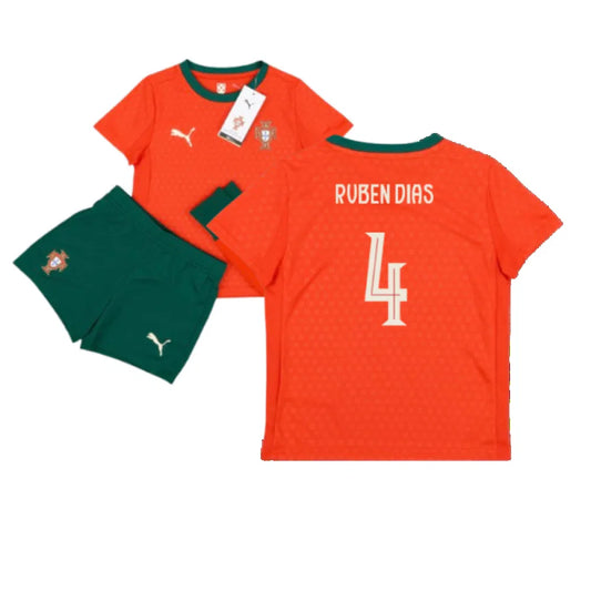Portugal Ruben Dias 4 Home Soccer Jersey Kids Kit 2025-2026