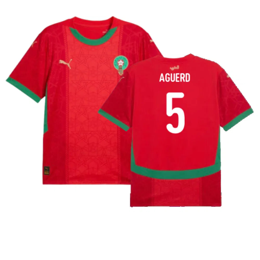 Morocco Nayef Aguerd 5 Home Soccer Jersey 2024/25