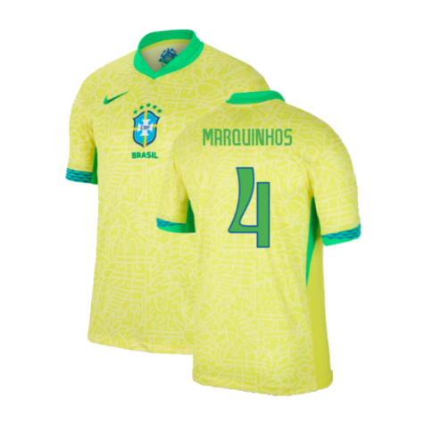 Brazil Marquinhos 4 Home Soccer Jersey 2024/25