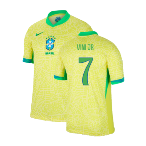 Brazil Vini Jr 7 Home Soccer Jersey 2024/25