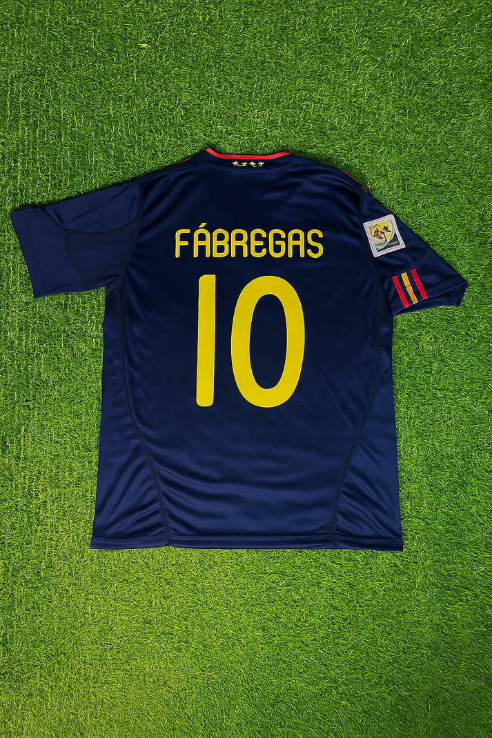 Spain Cesc Fabregasetro 10 Retro Away Soccer Jersey World Cup 2010