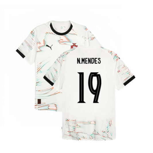 Portugal Nuno Mendes 19 Away Soccer Jersey 2025/26