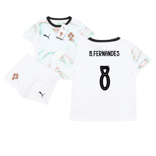 Portugal Bruno Fernandes 8 Away Soccer Jersey Kids Kit 2025-2026